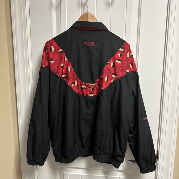 Vintage Pebble Beach ProAm Golf Windbreaker Bomber Style Jacket L Abstract AOP - Picture 4 of 5